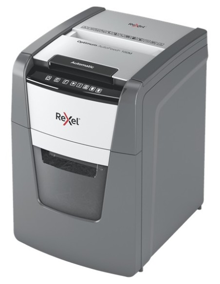 Rexel AutoFeed+ 100M distruggi documenti Triturazione incrociata 55 dB 22 cm Nero, Grigio