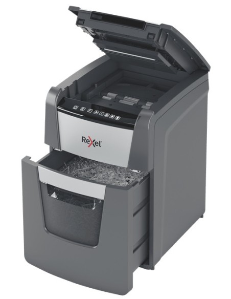 Rexel AutoFeed+ 100M distruggi documenti Triturazione incrociata 55 dB 22 cm Nero, Grigio