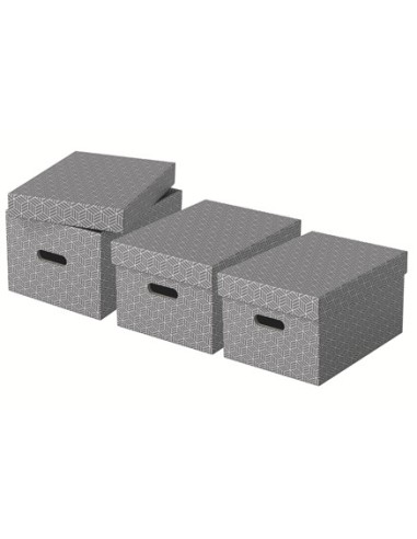 Esselte Aufbewahrungsbox Home M Mittel 3 Stueck Weiss Armadietto portaoggetti Rettangolare Cartoncino Grigio