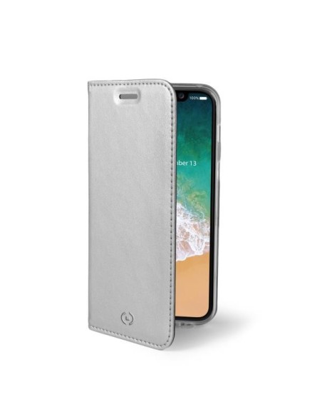 Celly Air custodia per cellulare 14,7 cm (5.8") Custodia a libro Argento