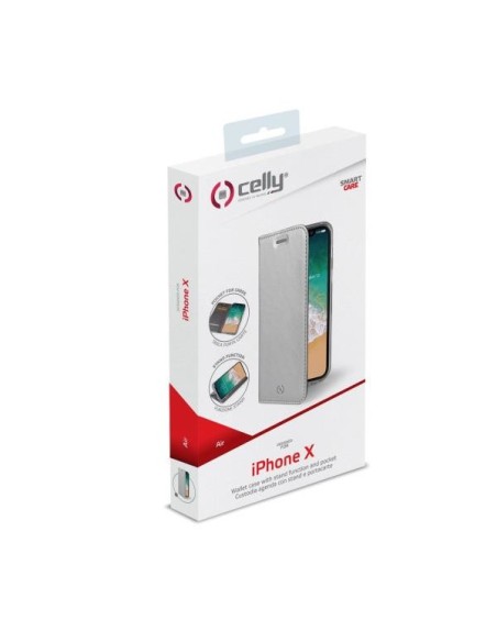 Celly Air custodia per cellulare 14,7 cm (5.8") Custodia a libro Argento