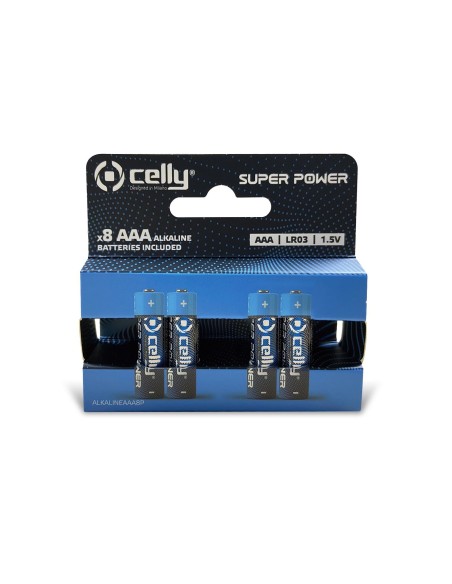 Celly ALKALINEAAA8P batteria per uso domestico Batteria monouso Mini Stilo AAA Alcalino Celly ALKALINEAAA8P batteria per uso domestico Batteria monouso Mini Stilo AAA Alcalino
