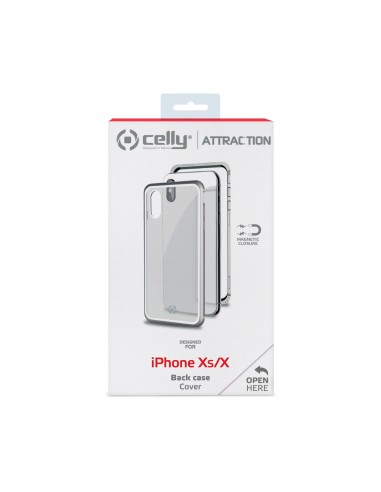 Celly Attraction - iPhone Xs X custodia per cellulare 14,7 cm (5.8") Cover Argento, Trasparente