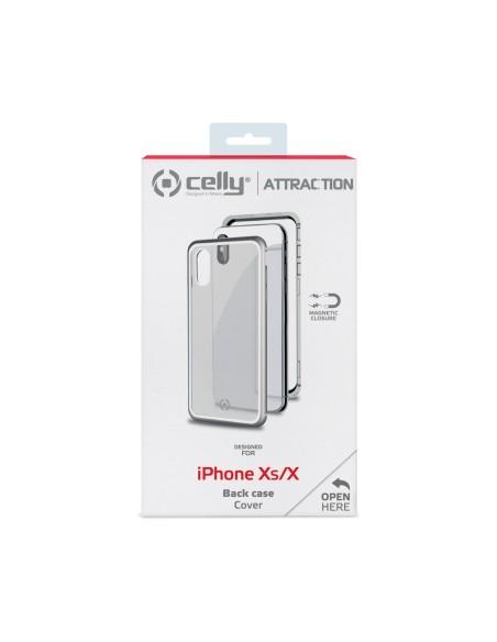 Celly Attraction - iPhone Xs X custodia per cellulare 14,7 cm (5.8") Cover Argento, Trasparente Celly Attraction - iPhone Xs X custodia per cellulare 14,7 cm (5.8") Cover Argento, Trasparente