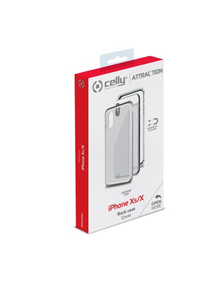 Celly Attraction - iPhone Xs X custodia per cellulare 14,7 cm (5.8") Cover Argento, Trasparente Celly Attraction - iPhone Xs X custodia per cellulare 14,7 cm (5.8") Cover Argento, Trasparente