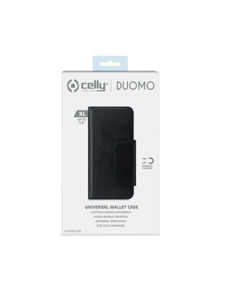 Celly Duomo XL custodia per cellulare 14,7 cm (5.8") Custodia flip a libro Nero