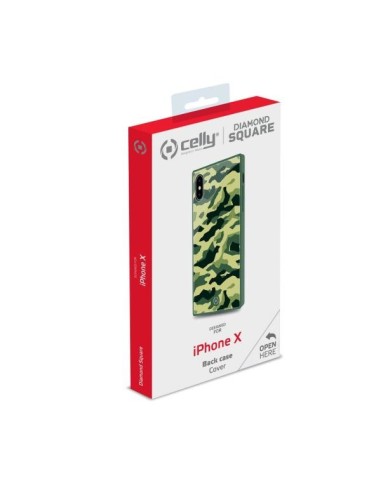 Celly Diamond Square custodia per cellulare 14,7 cm (5.8") Cover Mimetico, Verde