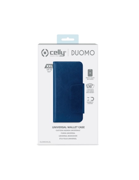 Celly Duomo custodia per cellulare 16,5 cm (6.5") Custodia a borsellino Blu