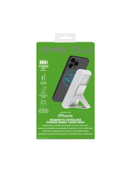 Celly MAGPB10000WH batteria portatile 10000 mAh Carica wireless Bianco