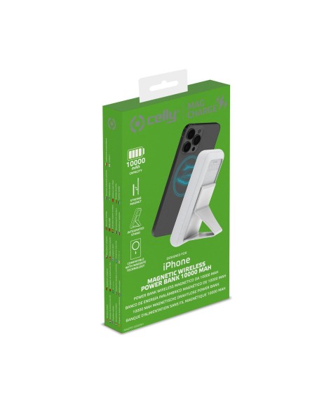 Celly MAGPB10000WH batteria portatile 10000 mAh Carica wireless Bianco