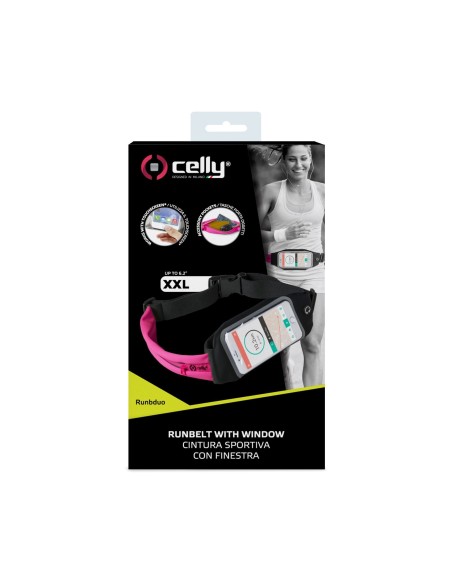Celly RUNBDUOXXLPK custodia per cellulare 16,5 cm (6.5") Custodia a cintura Nero, Rosa