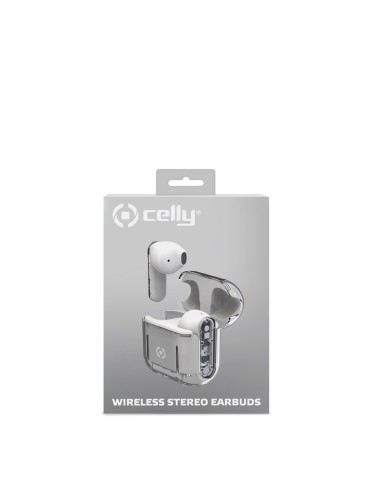 Celly SHEER Auricolare True Wireless Stereo (TWS) In-ear Musica e Chiamate Trasparente, Bianco
