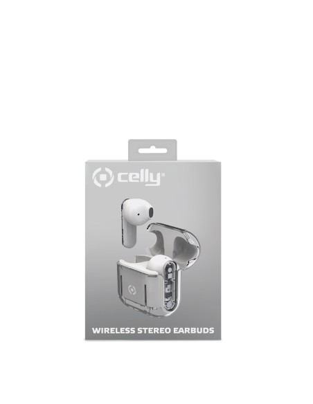 Celly SHEER Auricolare True Wireless Stereo (TWS) In-ear Musica e Chiamate Trasparente, Bianco