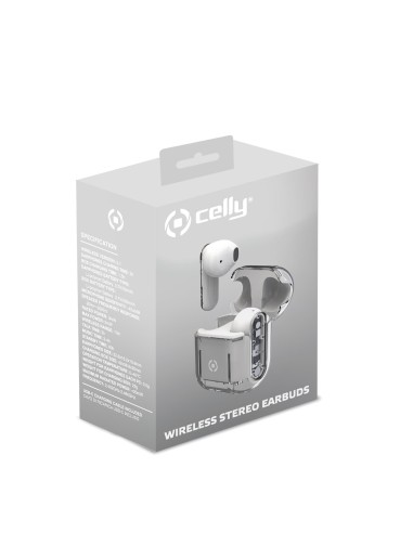 Celly SHEER Auricolare True Wireless Stereo (TWS) In-ear Musica e Chiamate Trasparente, Bianco