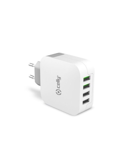 Celly TC4USBTURBO Caricabatterie per dispositivi mobili Smartphone, Tablet Bianco AC Interno