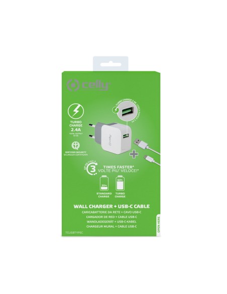 Celly TCUSBTYPEC Caricabatterie per dispositivi mobili Universale Bianco USB Interno