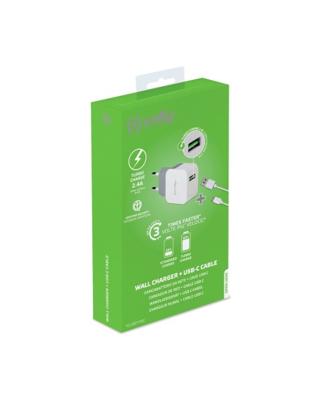 Celly TCUSBTYPEC Caricabatterie per dispositivi mobili Universale Bianco USB Interno