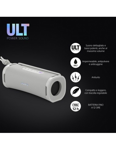 Sony ULT FIELD 1 - Speaker portatile wireless Bluetooth con ULT POWER SOUND, bassi potenti, IP67, impermeabile, antipolvere,