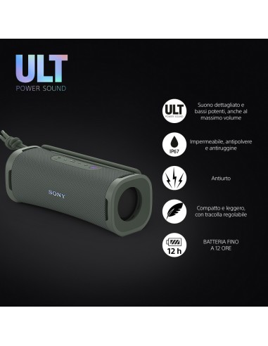 Sony ULT FIELD 1 - Speaker portatile wireless Bluetooth con ULT POWER SOUND, bassi potenti, IP67, impermeabile, antipolvere,