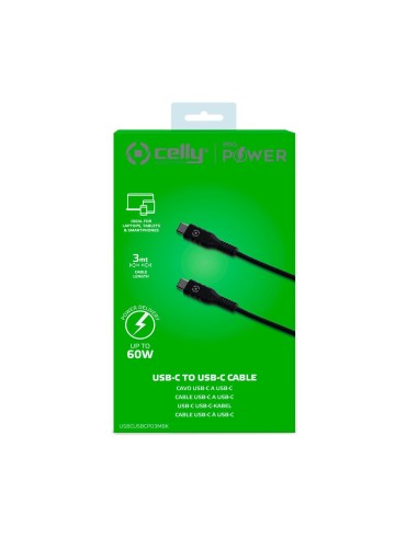 Celly USBCUSBCPD3MBK cavo USB 3 m USB C Nero