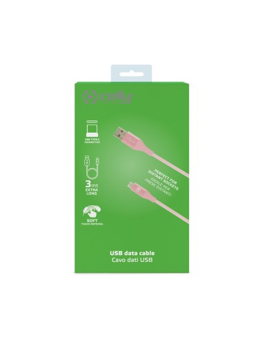 Celly USBTYPECCOL3MPK cavo USB 3 m USB A USB C Rosa