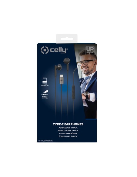 Celly UP1100TYPEC Cuffie Cablato In-ear Musica e Chiamate USB tipo-C Nero