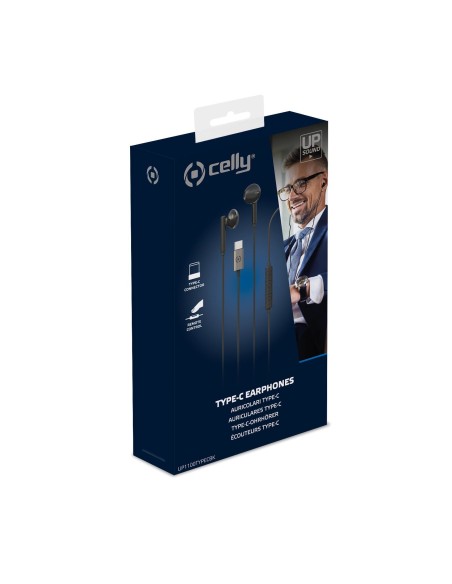Celly UP1100TYPEC Cuffie Cablato In-ear Musica e Chiamate USB tipo-C Nero