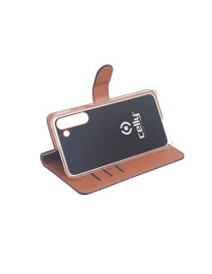 Celly Wally custodia per cellulare 16 cm (6.3") Custodia a libro Nero, Marrone 2