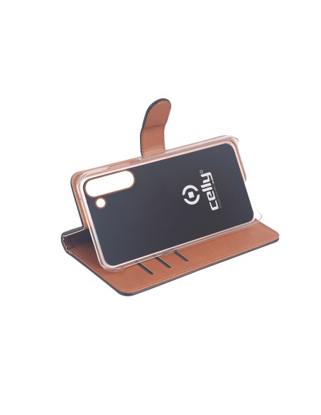Celly Wally custodia per cellulare 16 cm (6.3") Custodia a libro Nero, Marrone