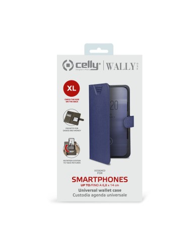 Celly Wally One XL custodia per cellulare 12,7 cm (5") Custodia flip a libro Blu