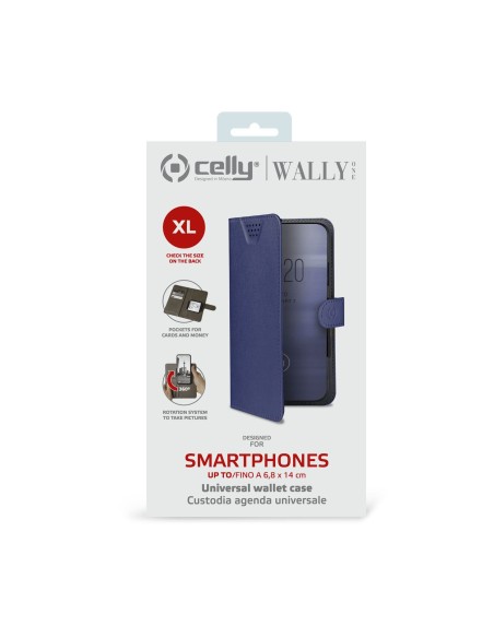 Celly Wally One XL custodia per cellulare 12,7 cm (5") Custodia flip a libro Blu