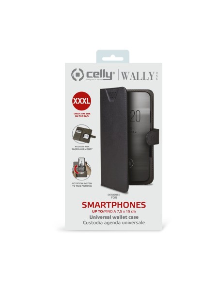 Celly Wally One XXXL custodia per cellulare 15,2 cm (6") Custodia flip a libro Nero