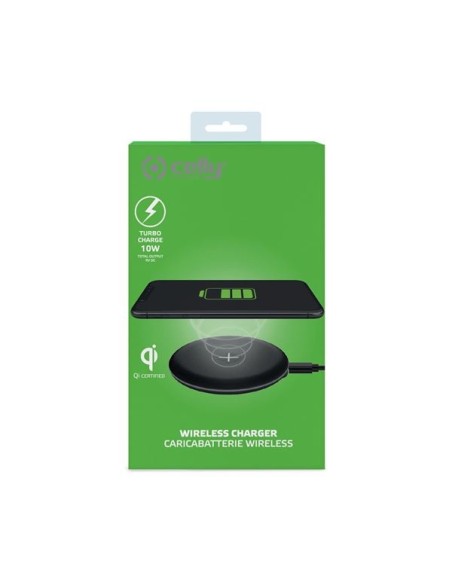 Celly WLFASTFEELBK Caricabatterie per dispositivi mobili Smartphone Nero USB Carica wireless Ricarica rapida Interno