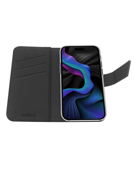 Celly WALLY1053 custodia per cellulare 15,5 cm (6.1") Custodia a borsellino Nero