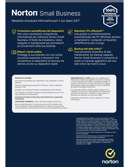 Norton Small Business | Protezione antivirus per piccole imprese e small office | 6 dispositivi | Licenza di 1 anno