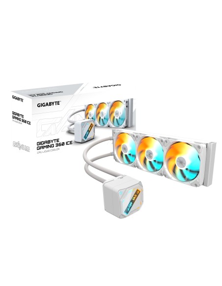 GIGABYTE GAMING 360 ICE Raffreddamento Liquido per CPU - 3x120 mm Ventole ARGB, Meccanismo di bloccaggio a scorrimento,