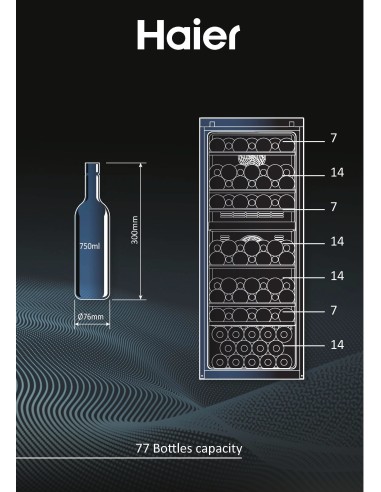 Haier Wine Bank 50 Serie 7 HWS77GDAU1 Cantinetta vino con compressore Libera installazione Nero 77 bottiglia bottiglie