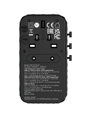 Verbatim CNT-02 Universale Nero AC Ricarica rapida Interno