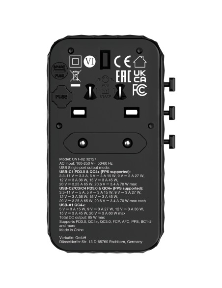 Verbatim CNT-02 Universale Nero AC Ricarica rapida Interno