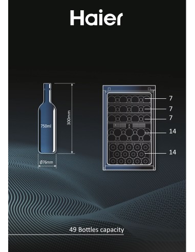 Haier Wine Bank 50 Serie 5 HWS49GA Cantinetta vino con compressore Libera installazione Nero 49 bottiglia bottiglie