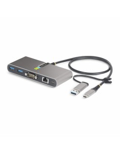 StarTech.com Hub USB-C a 2 porte con Ethernet e RS-232, dongle USB-C a USB-A collegato, 100W PD Pass-through, 2x USB-A 5Gbps,