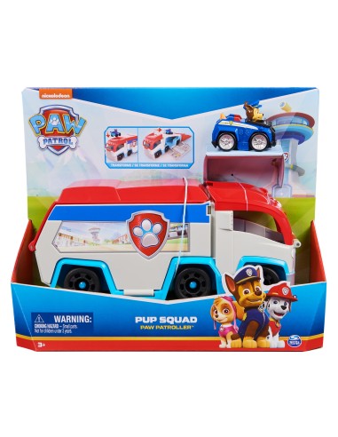 PAW Patrol , Pup Squad Patroller, Veicolo di Squadra, Veicolo Giocattolo con Auto Collezionabile di Chase, Giocattoli per