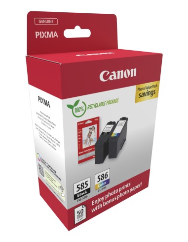 Canon PG-585 CL-586 PVP cartuccia d'inchiostro 2 pz Originale Nero, Ciano, Magenta, Giallo
