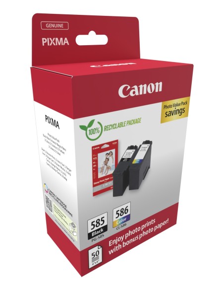 Canon PG-585 CL-586 PVP cartuccia d'inchiostro 2 pz Originale Nero, Ciano, Magenta, Giallo
