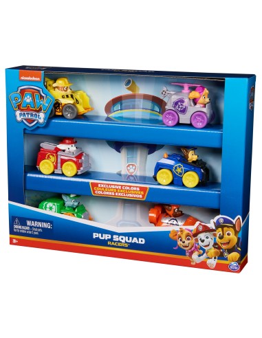 PAW Patrol Pup Squad Racers, Confezione Regalo con 6 Veicoli, Personaggi Collezione, Giocattoli per Bambini e Bambine, 3+ Anni