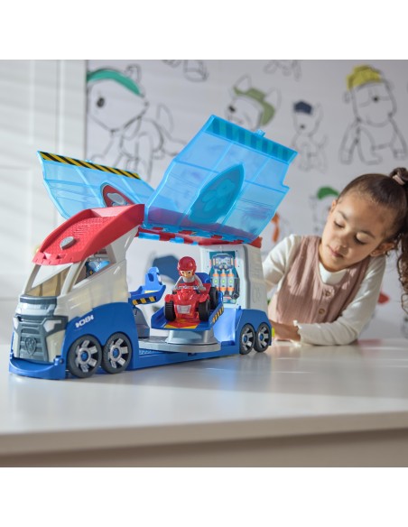 PAW Patrol , Paw Patroller Trasformabile con Lanciatore per Veicoli, Luci e Suoni, Include un Personaggio di Ryder e il Quad