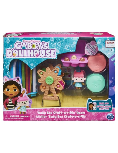 Gabby's Dollhouse , Stanza Baby Box Craft-a-riffic con il personaggio gatto Baby Scatola, accessori, mobili e scatole con