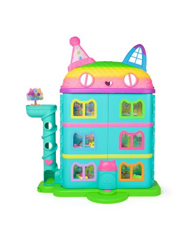 Gabby's Dollhouse , Casa delle bambole per festeggiamenti da 15 pezzi a tema arcobaleno, personaggi giocattolo, mobili per la