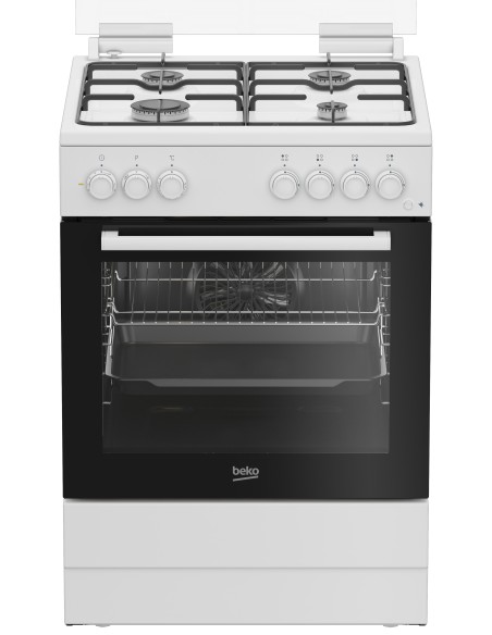 Beko FBE62011WC cucina a libera installazione bianca, 60x60cm, piano gas, forno elettrico ventilato, grill elettrico, 72 Lt,
