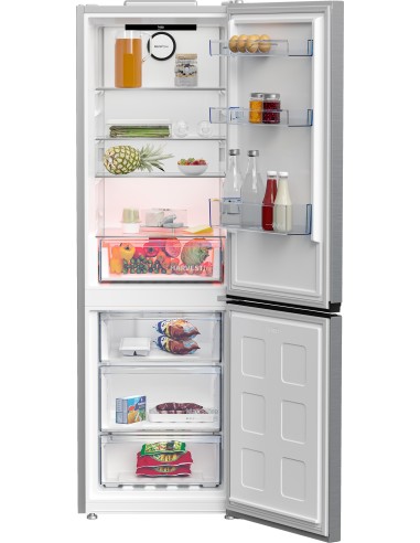 Beko Frigorifero Combi 1.80cm, Classe C, Total NF, Compressore ProSmart™Inverter, Metal Look, AeroFlow, HarvestFresh, 35 dBA